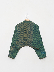 The Kaira Cropped Quilted Indigo Kantha Jacket