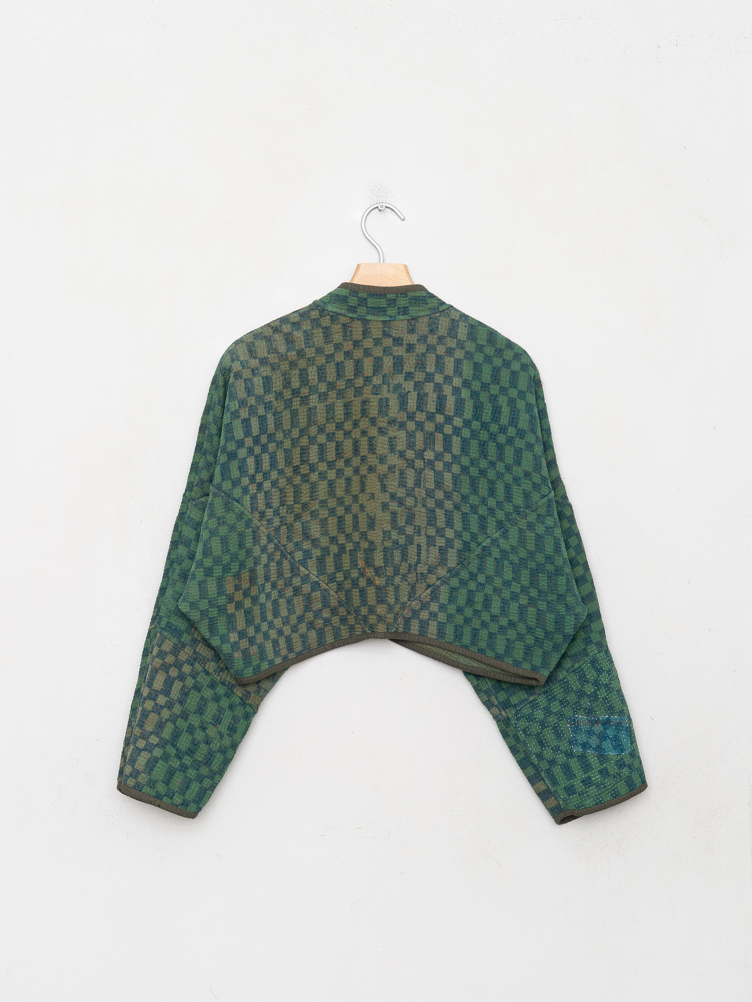 The Kaira Cropped Quilted Indigo Kantha Jacket