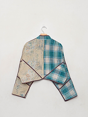 The Kaira Cropped Quilted Patchwork Kantha Jacket