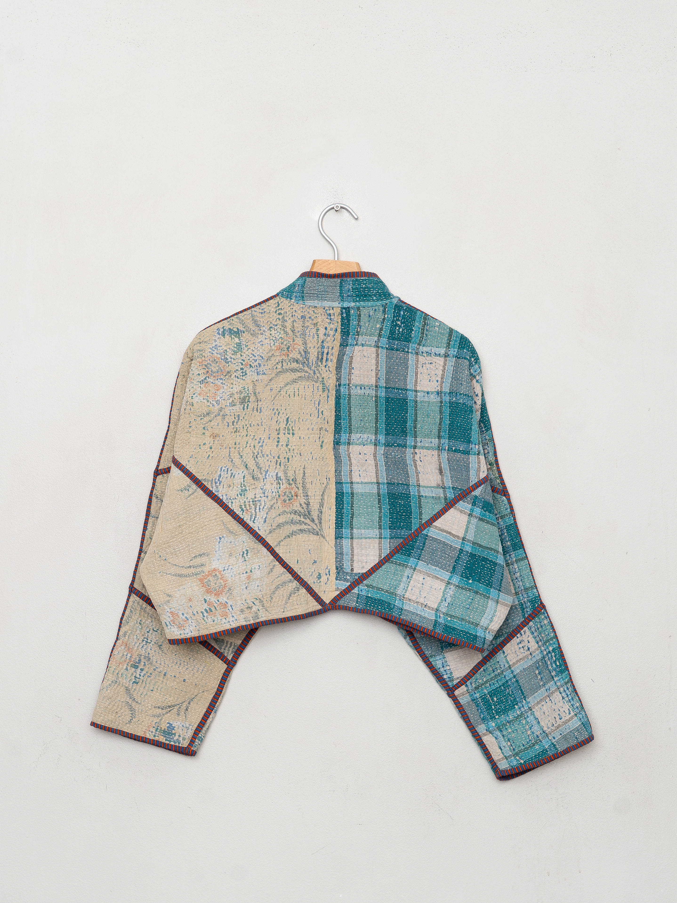 The Kaira Cropped Quilted Patchwork Kantha Jacket