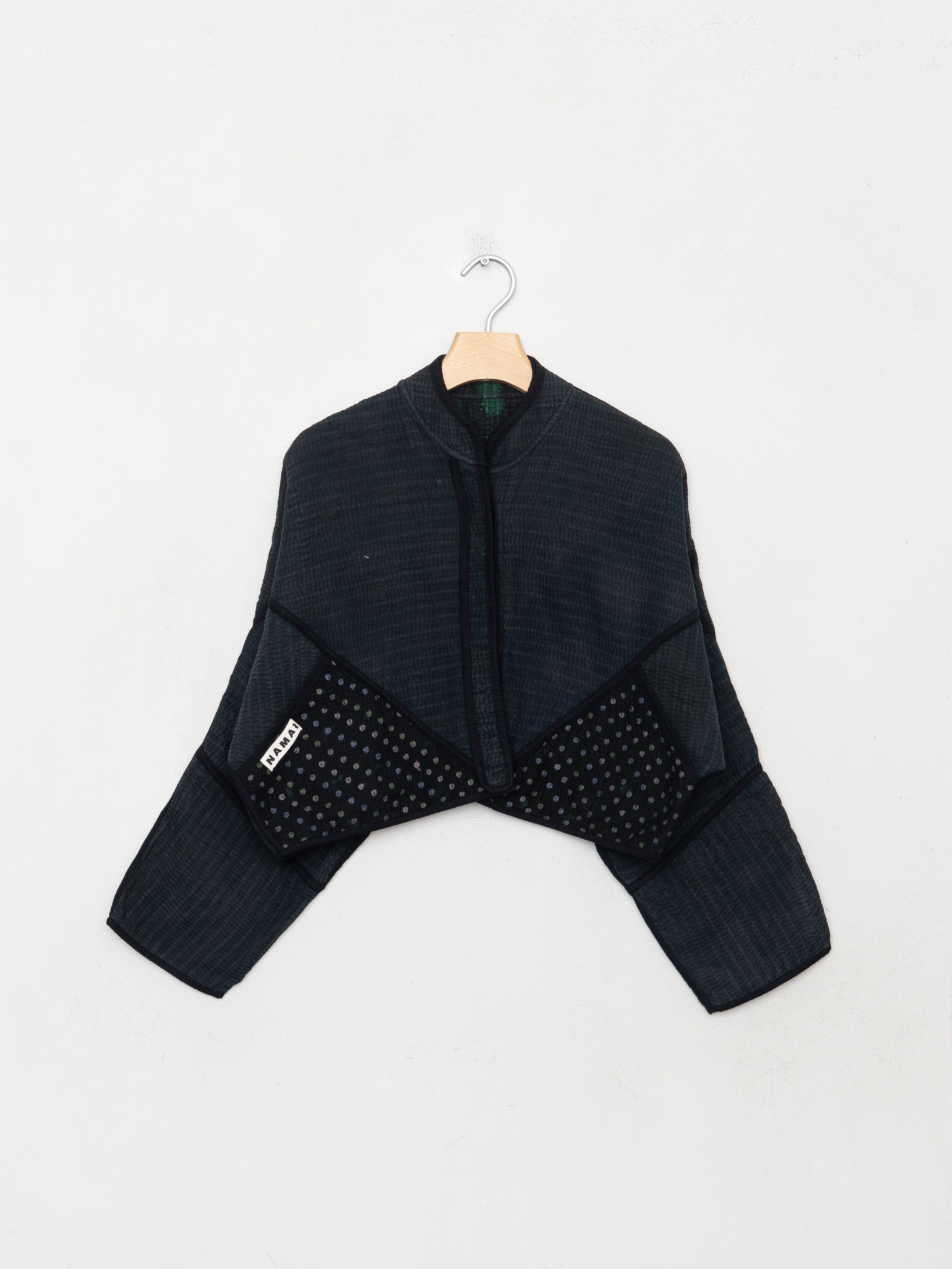 The Kaira Cropped Quilted Indigo Kantha Jacket