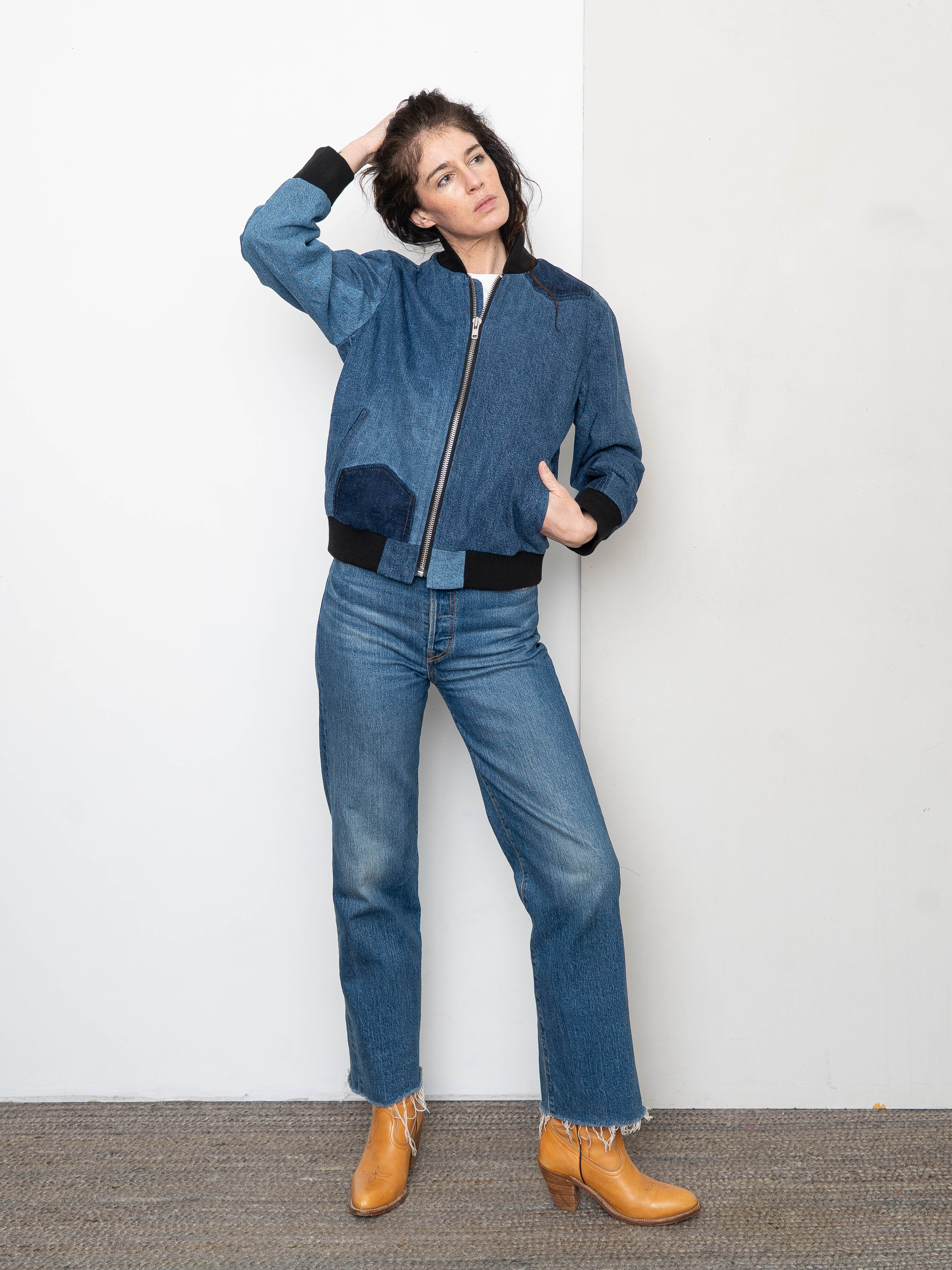 The Veda Denim Bomber Jacket - Small