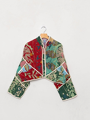 The Kaira Cropped Suzani Quilted Kantha Jacket
