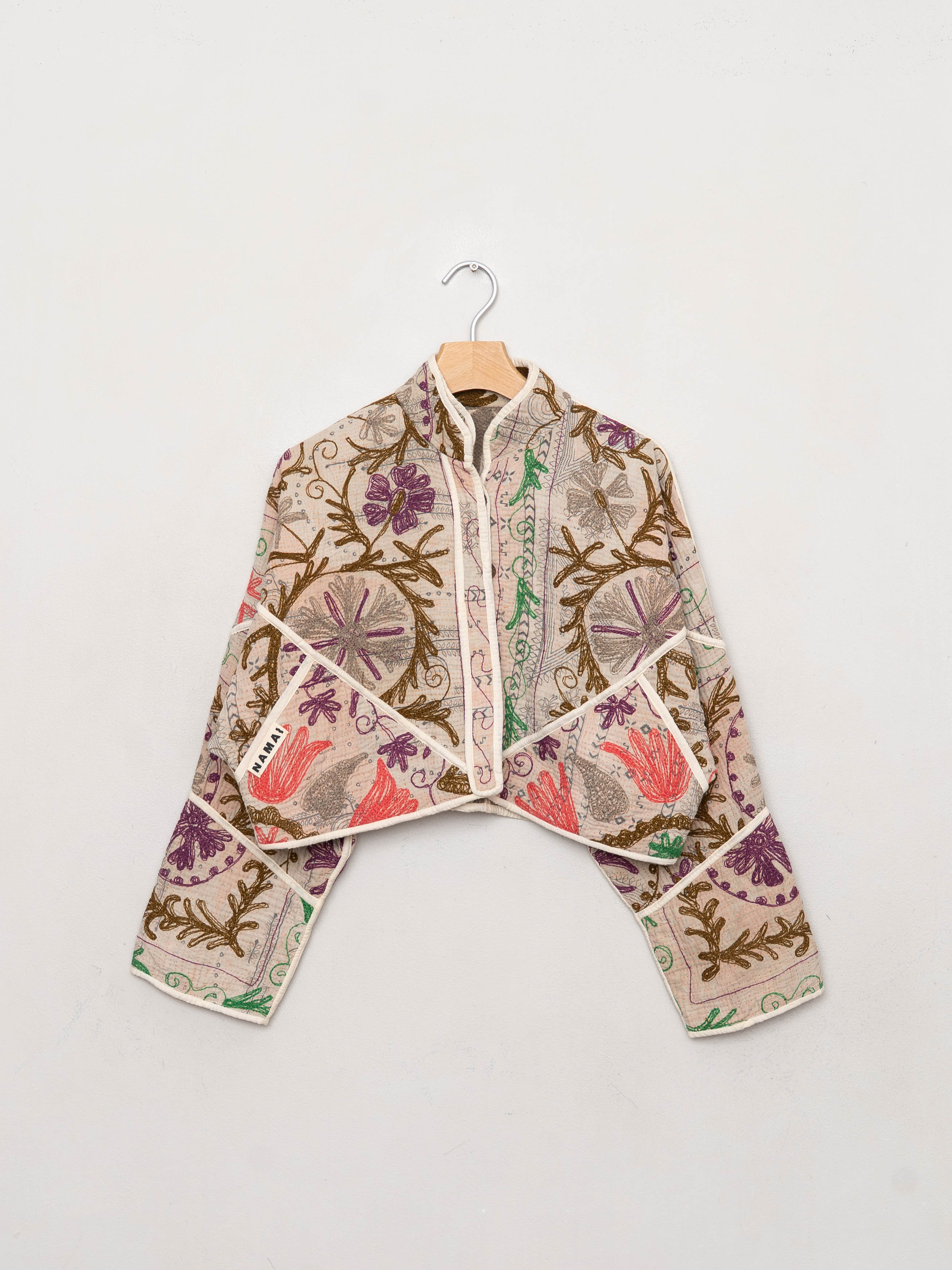 The Kaira Cropped Suzani Quilted Kantha Jacket