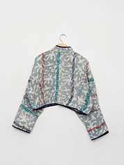 The Kaira Cropped Quilted Indigo Kantha Jacket