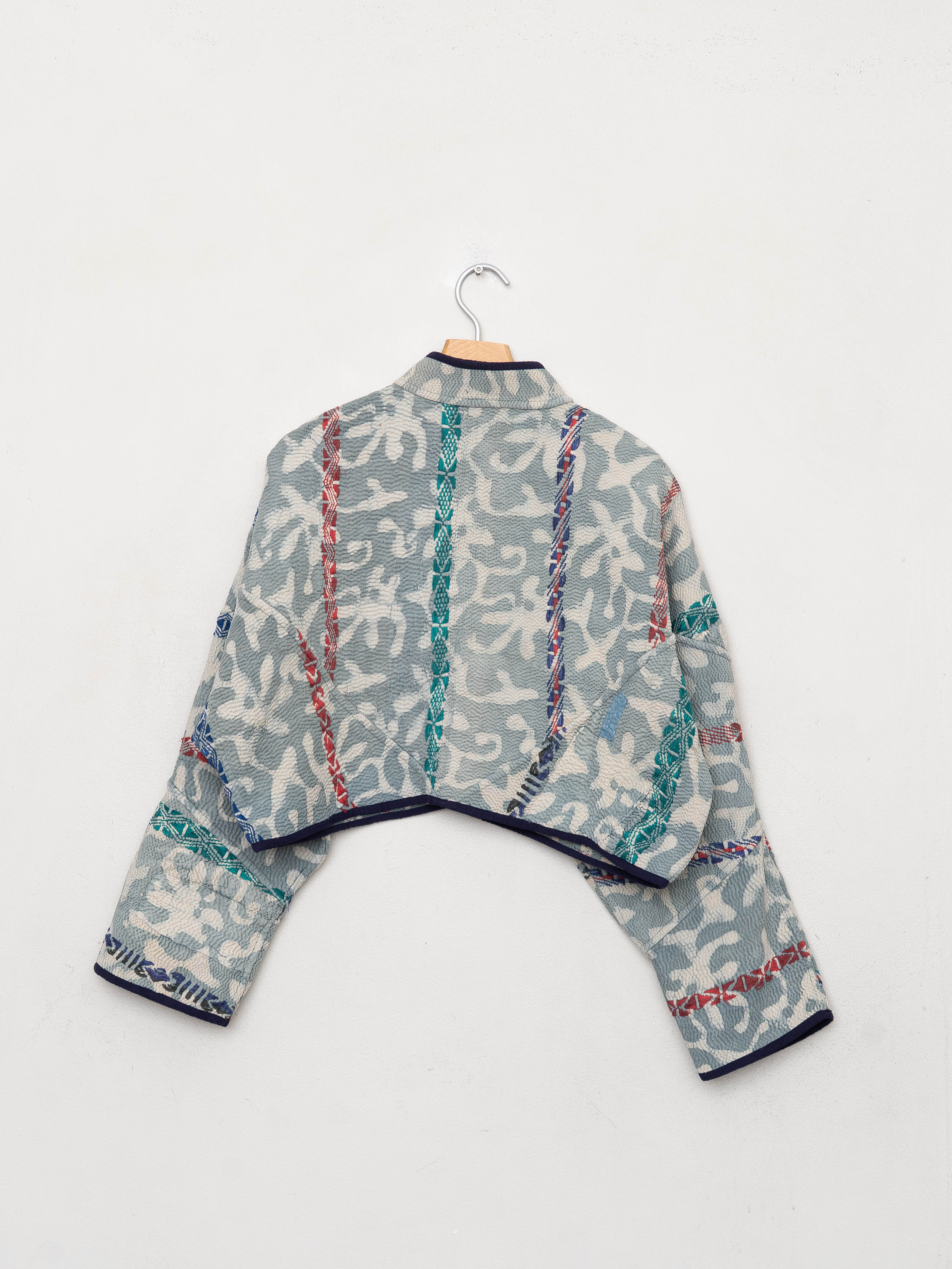 The Kaira Cropped Quilted Indigo Kantha Jacket