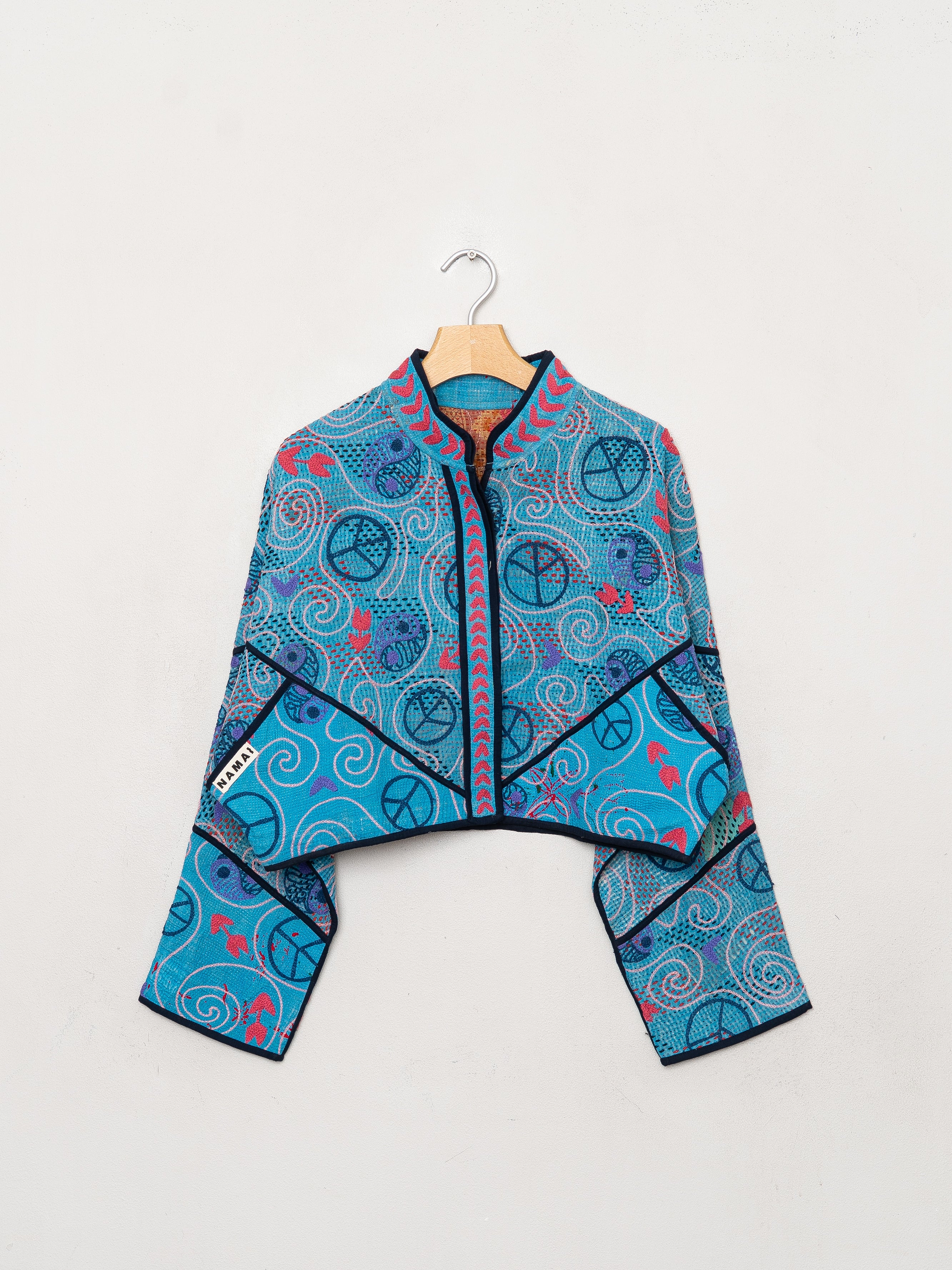 The Kaira Cropped Suzani Quilted Kantha Jacket