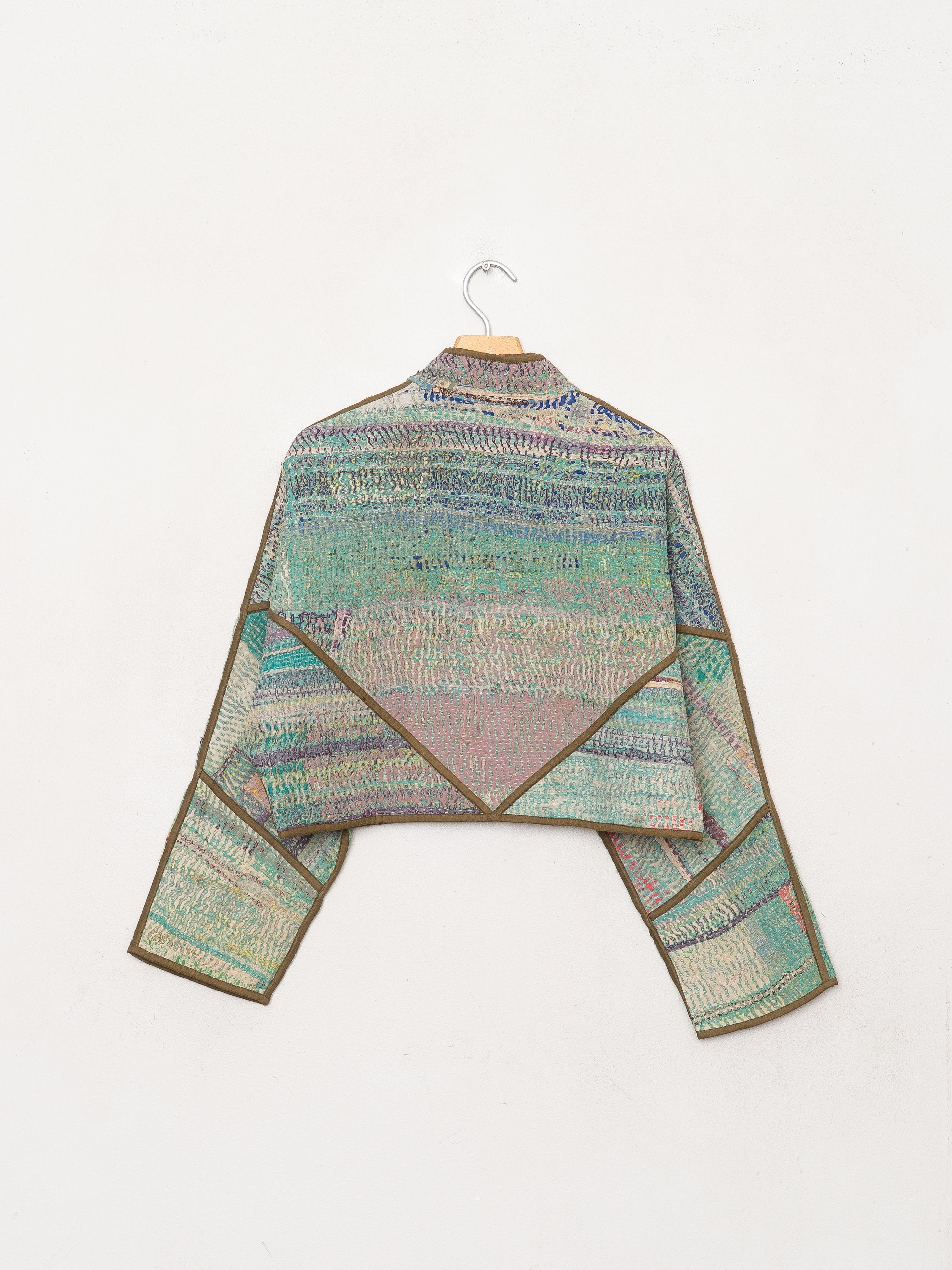 The Kaira Cropped Quilted Patchwork Kantha Jacket
