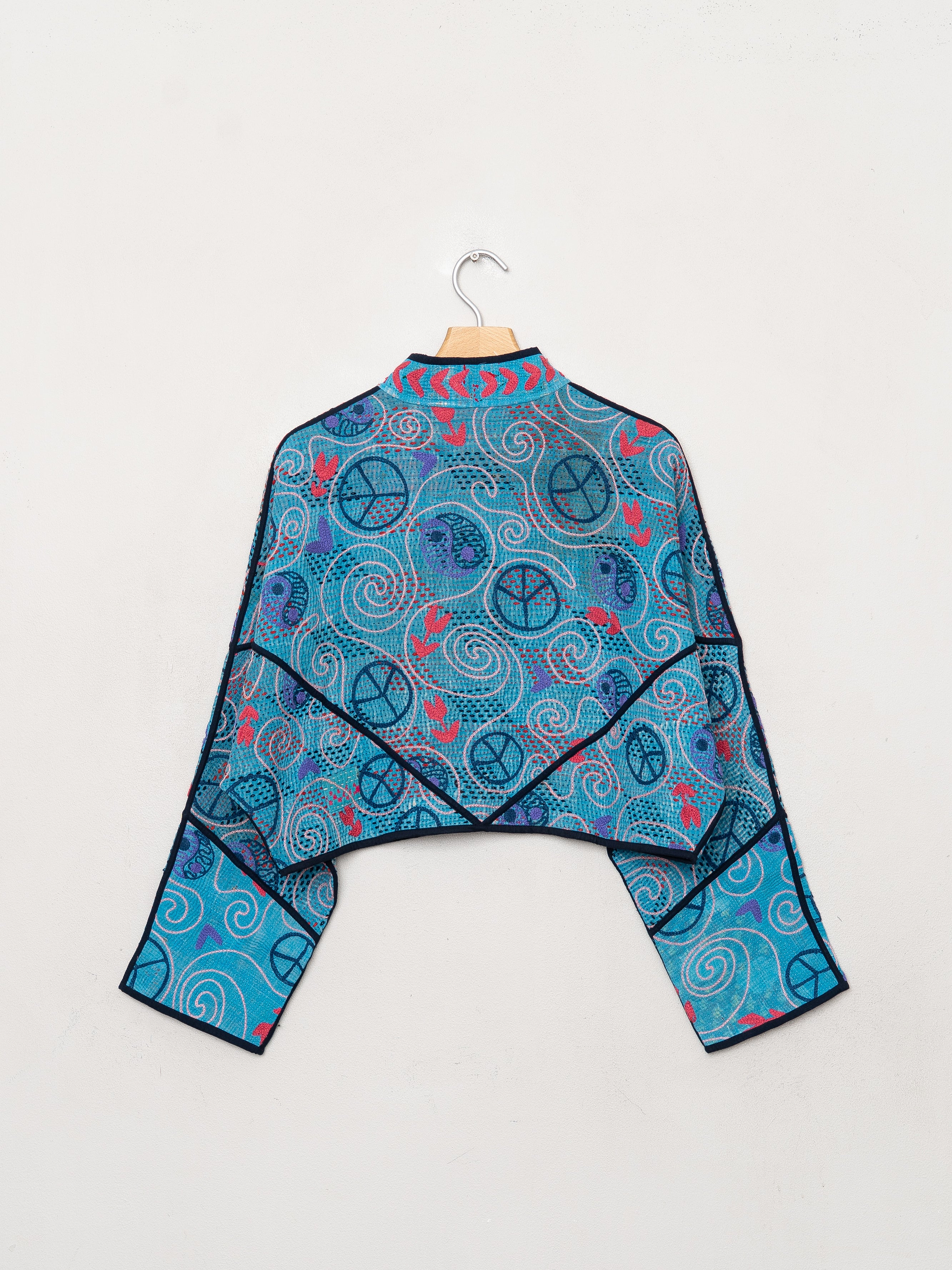 The Kaira Cropped Suzani Quilted Kantha Jacket