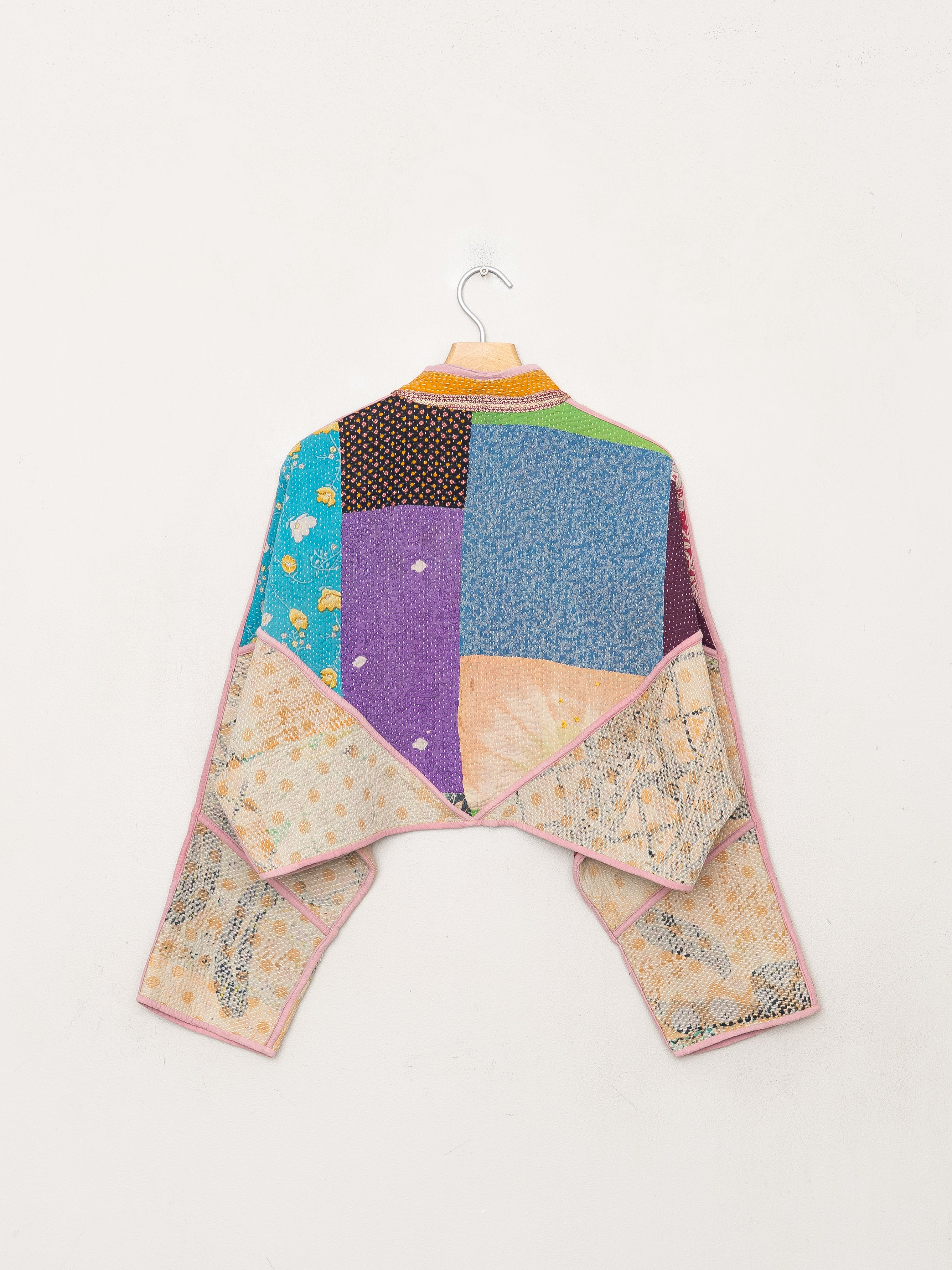 The Kaira Cropped Quilted Patchwork Kantha Jacket