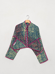 The Kaira Cropped Quilted Indigo Kantha Jacket