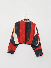 The Kaira Cropped Quilted Patchwork Kantha Jacket