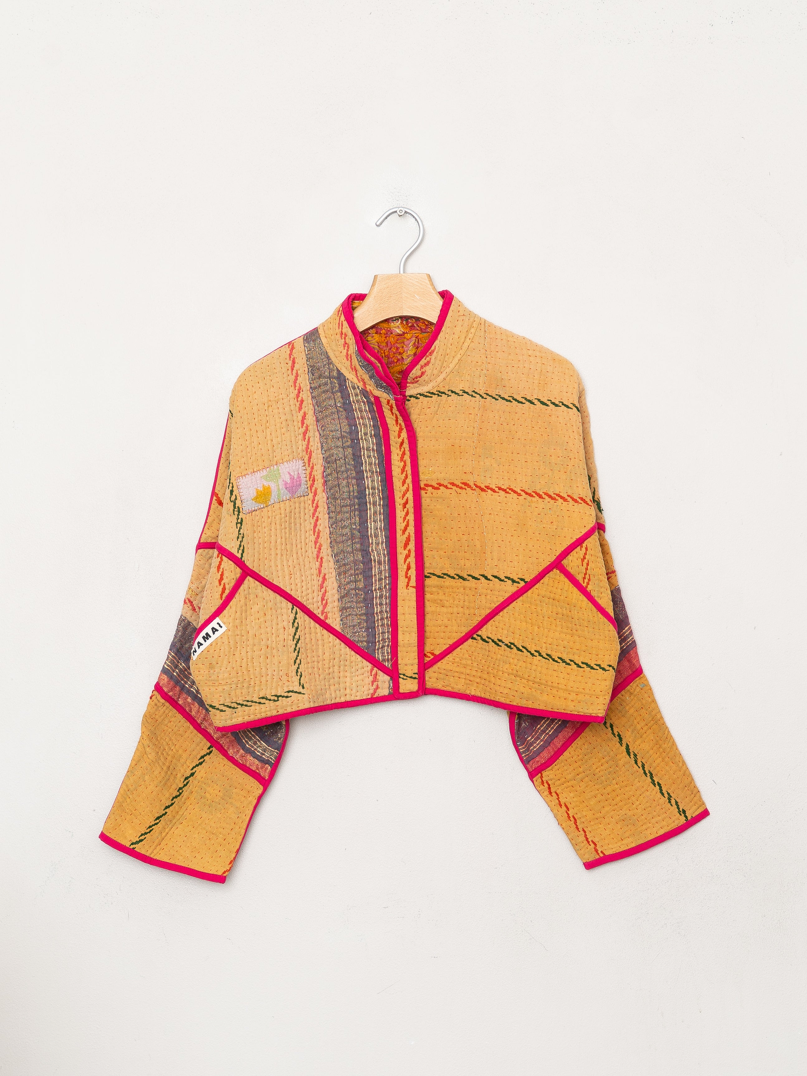 The Kaira Cropped Quilted Patchwork Kantha Jacket