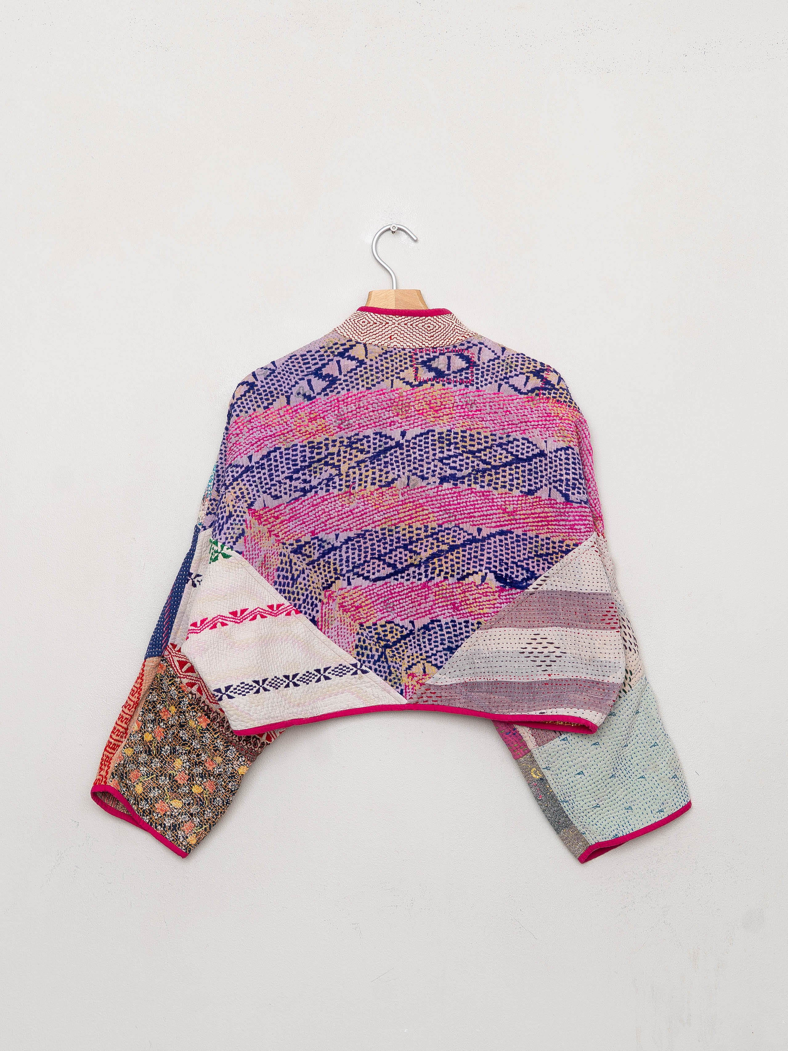 The Kaira Cropped Quilted Patchwork Kantha Jacket