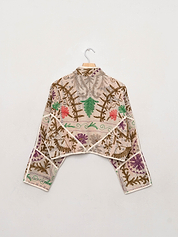 The Kaira Cropped Suzani Quilted Kantha Jacket