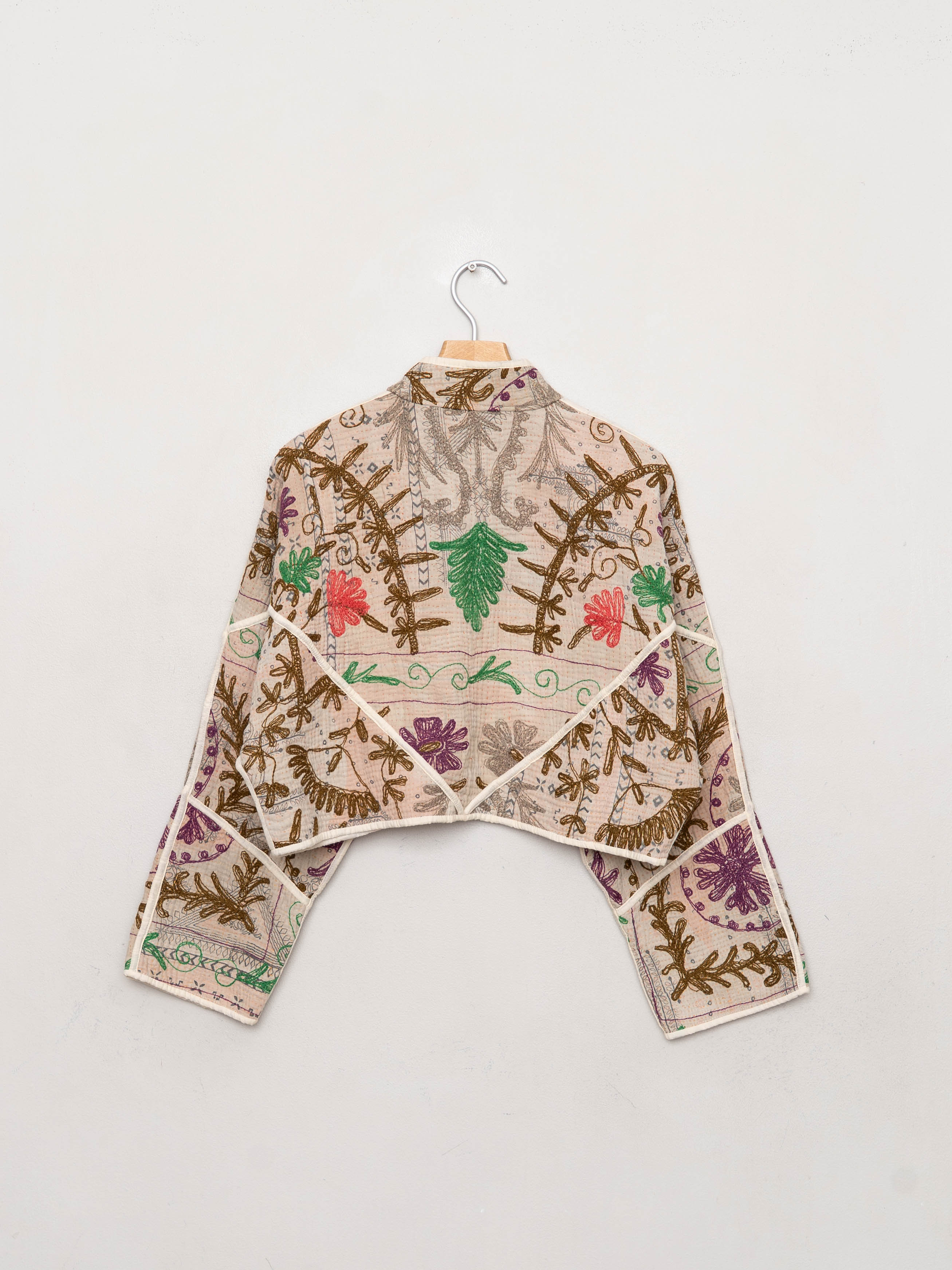 The Kaira Cropped Suzani Quilted Kantha Jacket