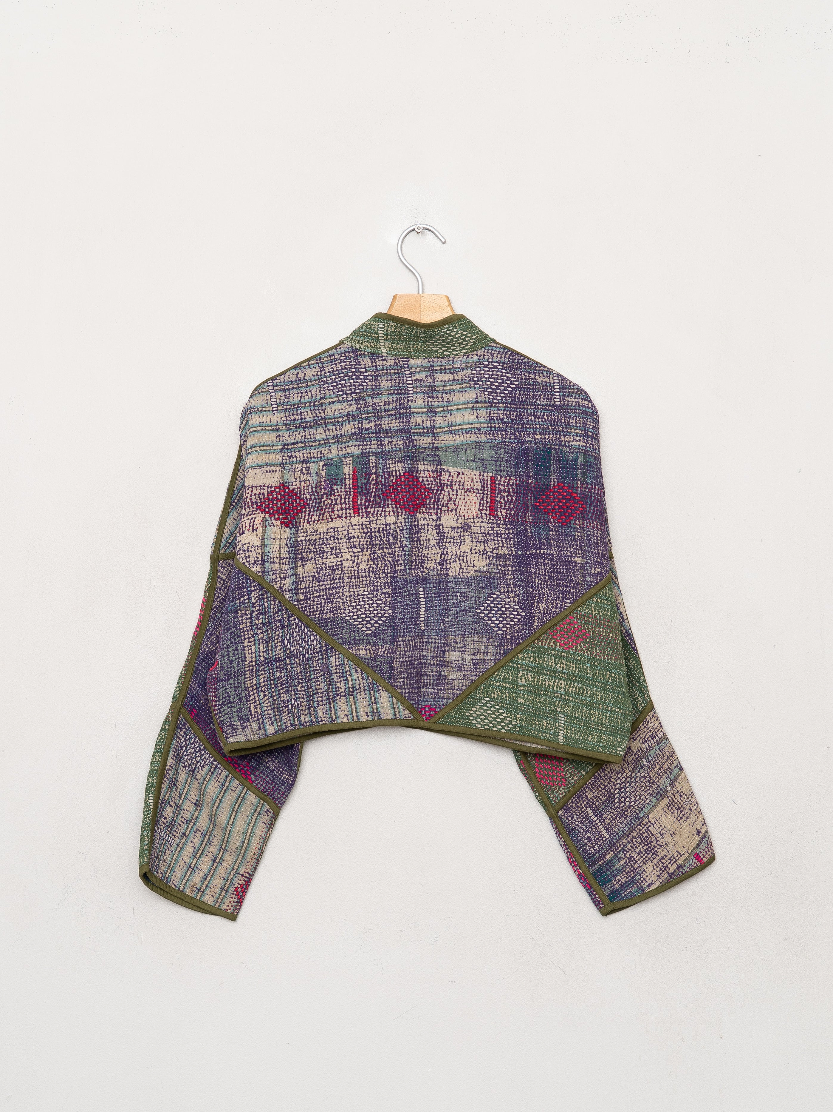 The Kaira Cropped Quilted Patchwork Kantha Jacket