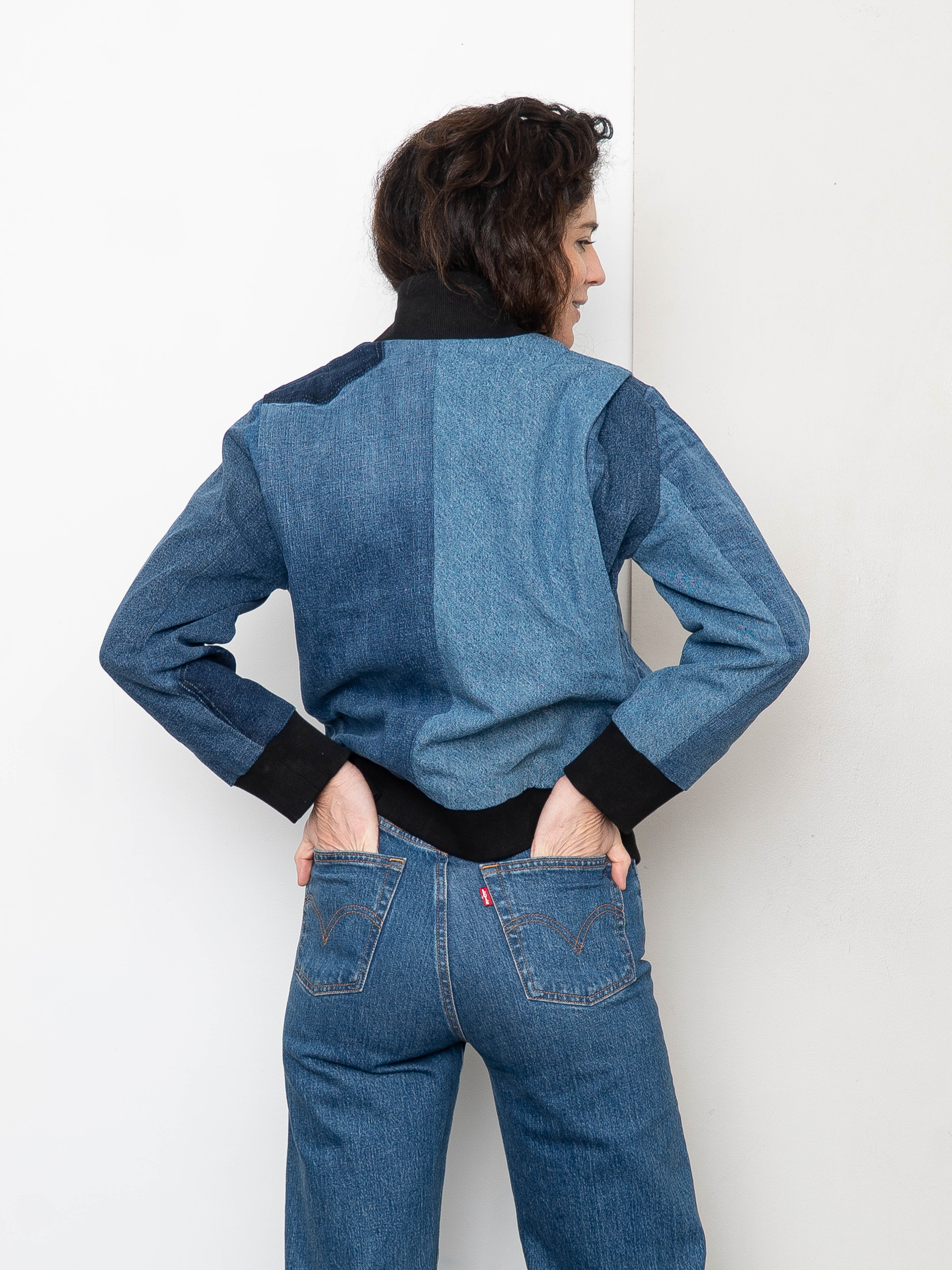 The Veda Denim Bomber Jacket - Small
