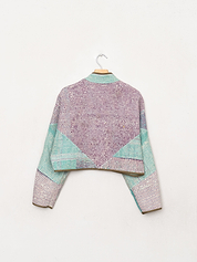 The Kaira Cropped Quilted Patchwork Kantha Jacket