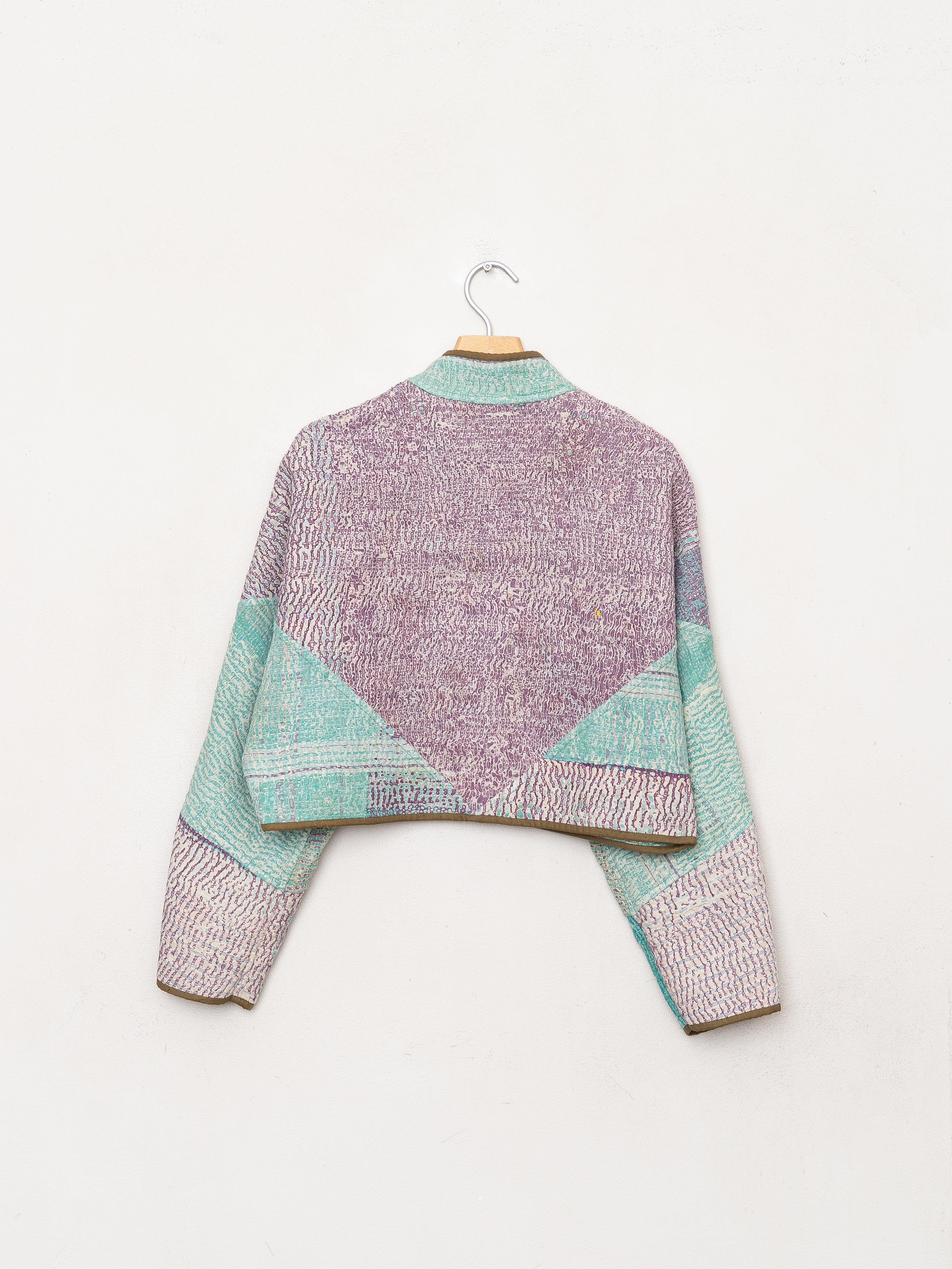 The Kaira Cropped Quilted Patchwork Kantha Jacket