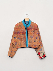 The Kaira Cropped Suzani Quilted Kantha Jacket