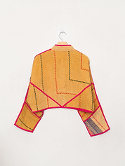 The Kaira Cropped Quilted Patchwork Kantha Jacket