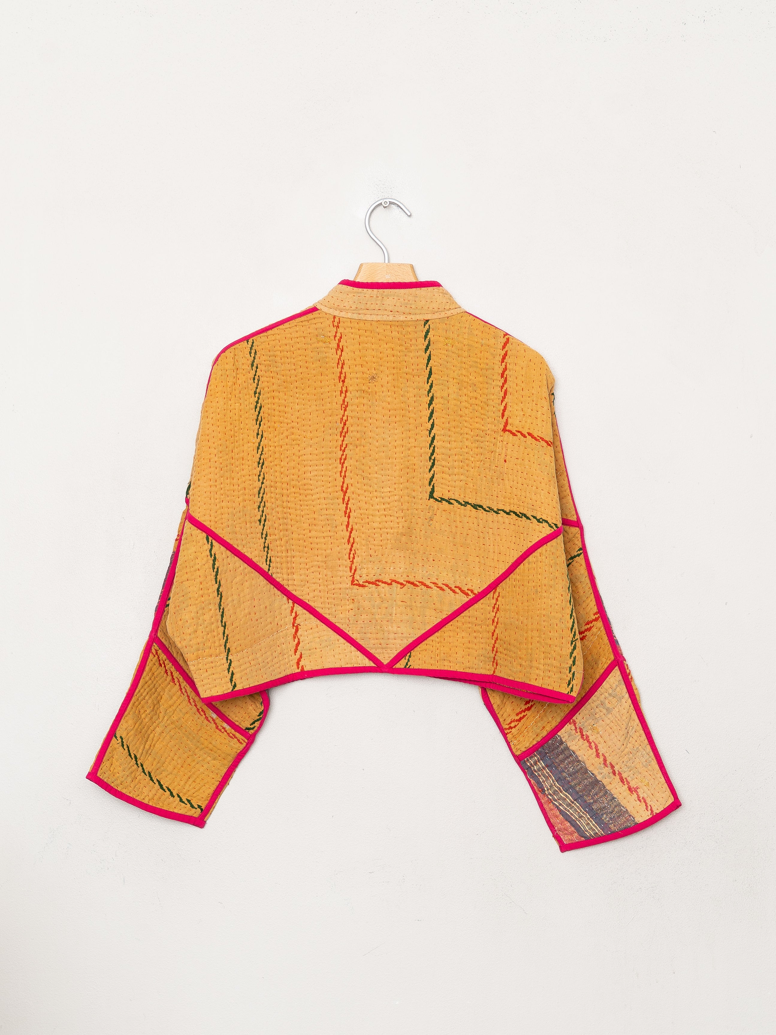 The Kaira Cropped Quilted Patchwork Kantha Jacket
