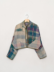 The Kaira Cropped Quilted Patchwork Kantha Jacket
