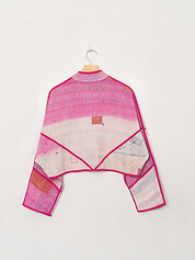 The Kaira Cropped Quilted Patchwork Kantha Jacket