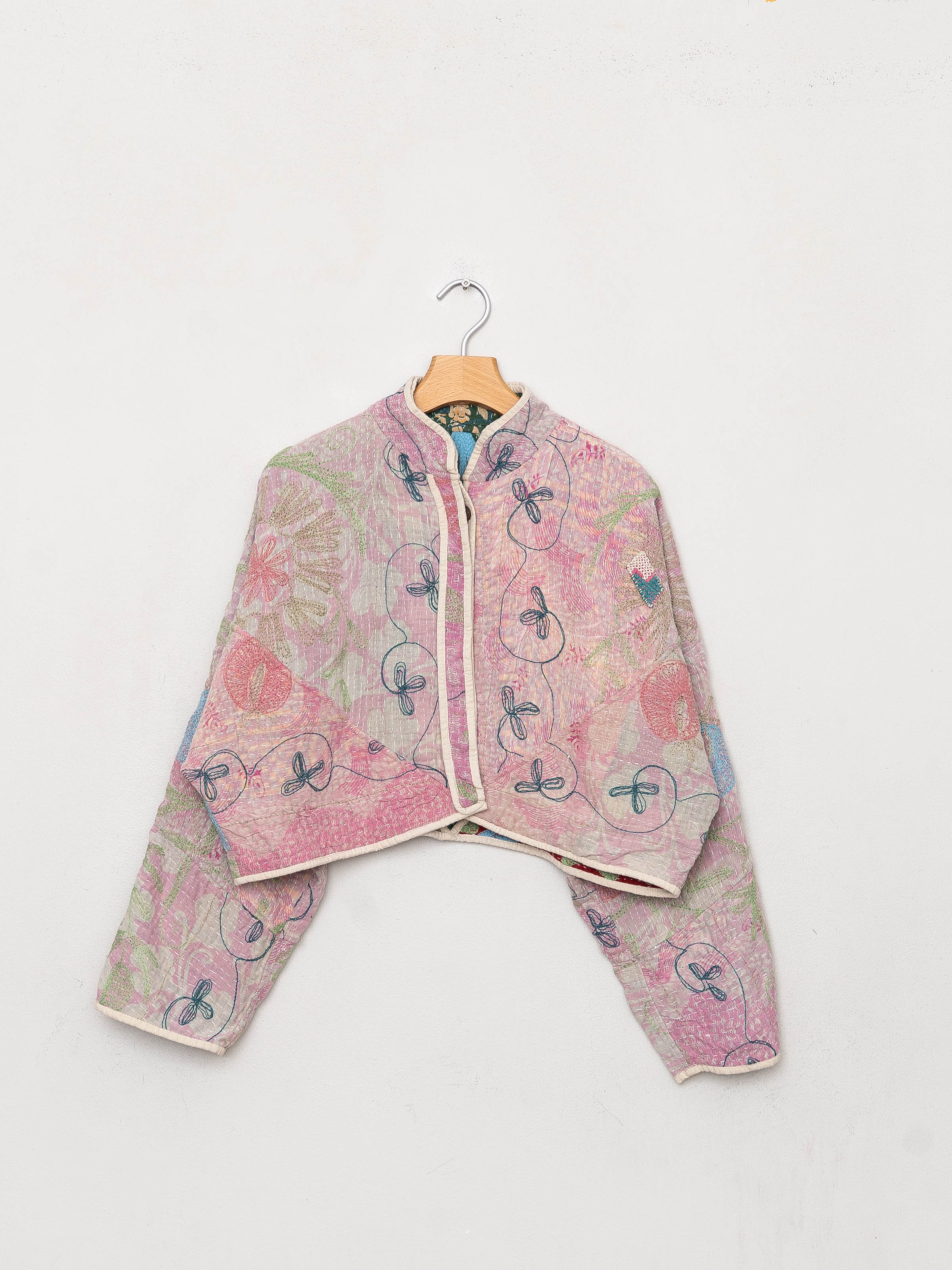 The Kaira Cropped Suzani Quilted Kantha Jacket