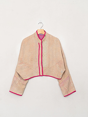 The Kaira Cropped Quilted Patchwork Kantha Jacket