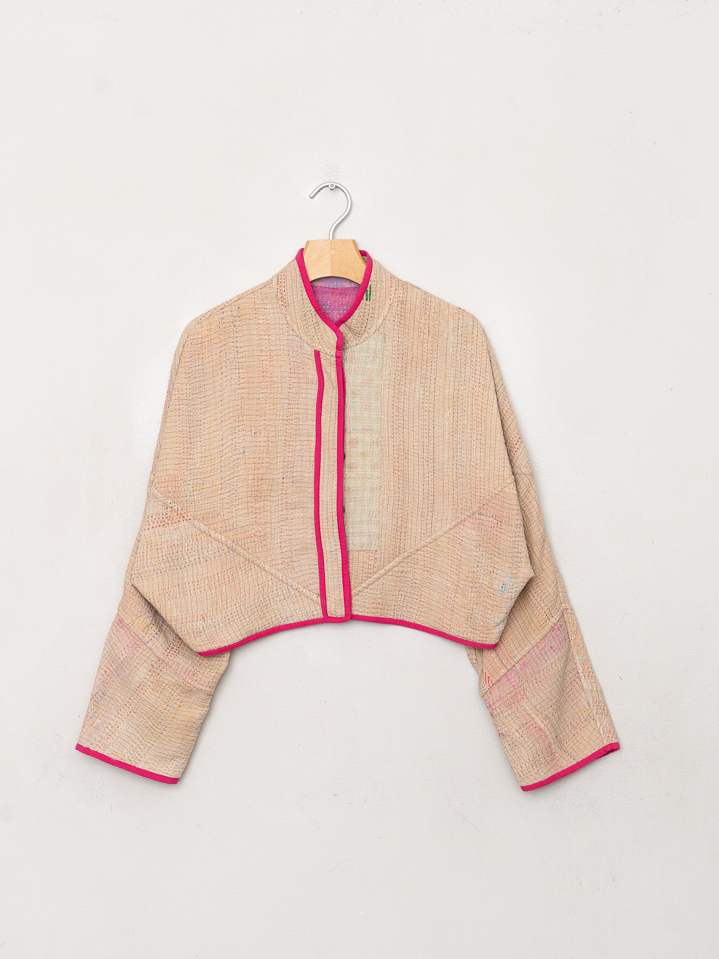 The Kaira Cropped Quilted Patchwork Kantha Jacket