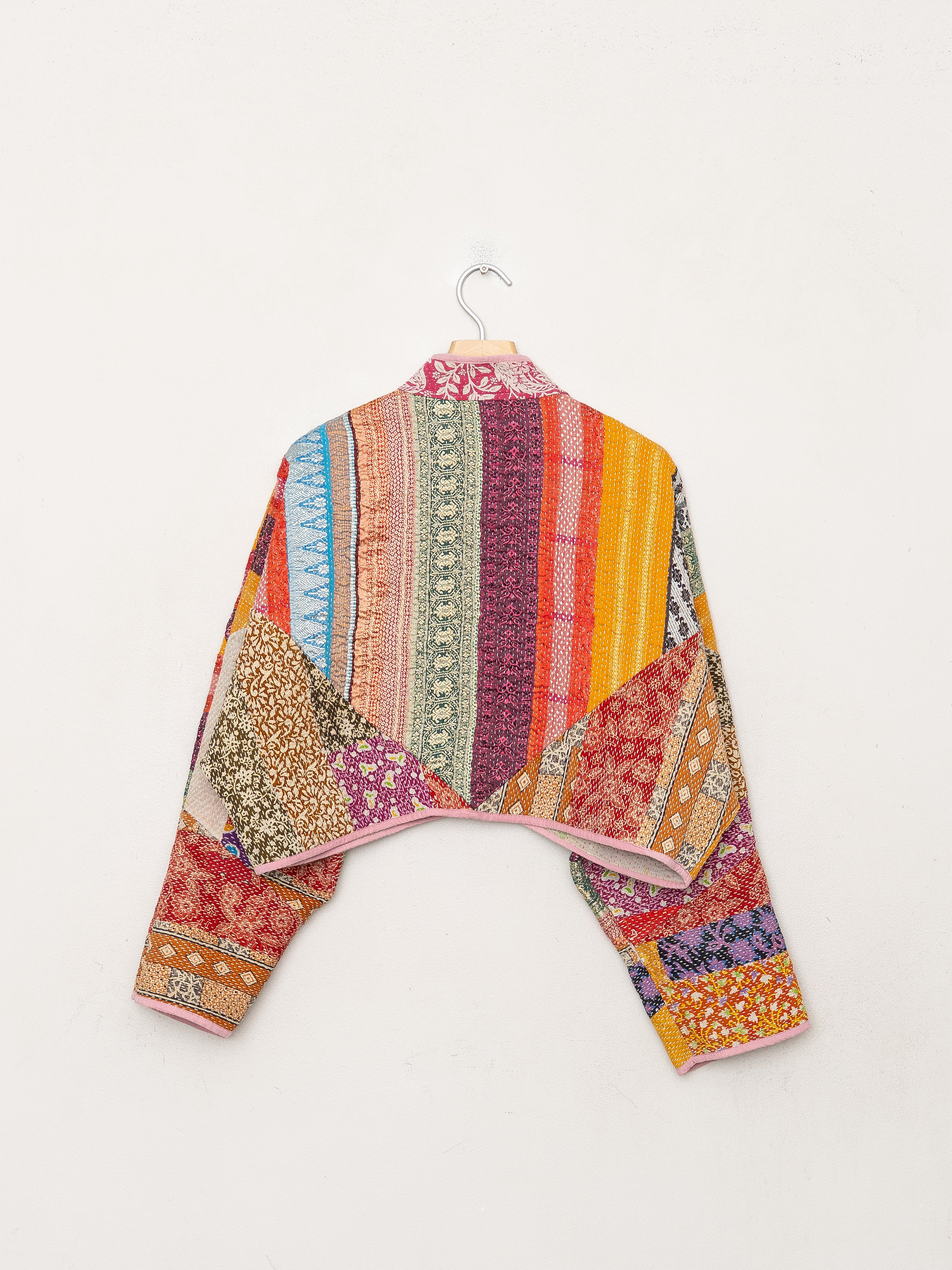 The Kaira Cropped Quilted Patchwork Kantha Jacket