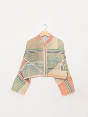 The Kaira Cropped Quilted Patchwork Kantha Jacket