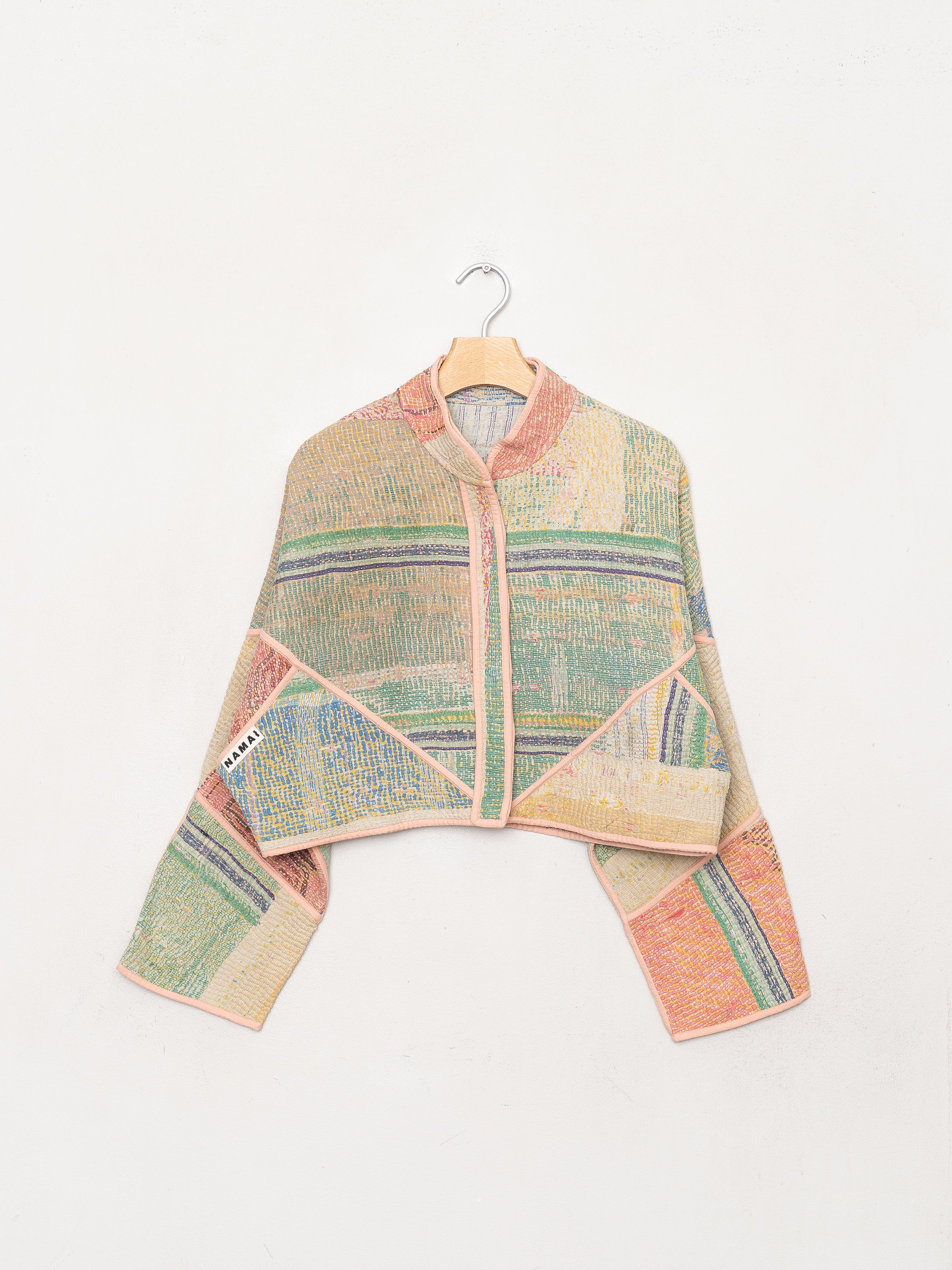 The Kaira Cropped Quilted Patchwork Kantha Jacket