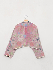 The Kaira Cropped Suzani Quilted Kantha Jacket