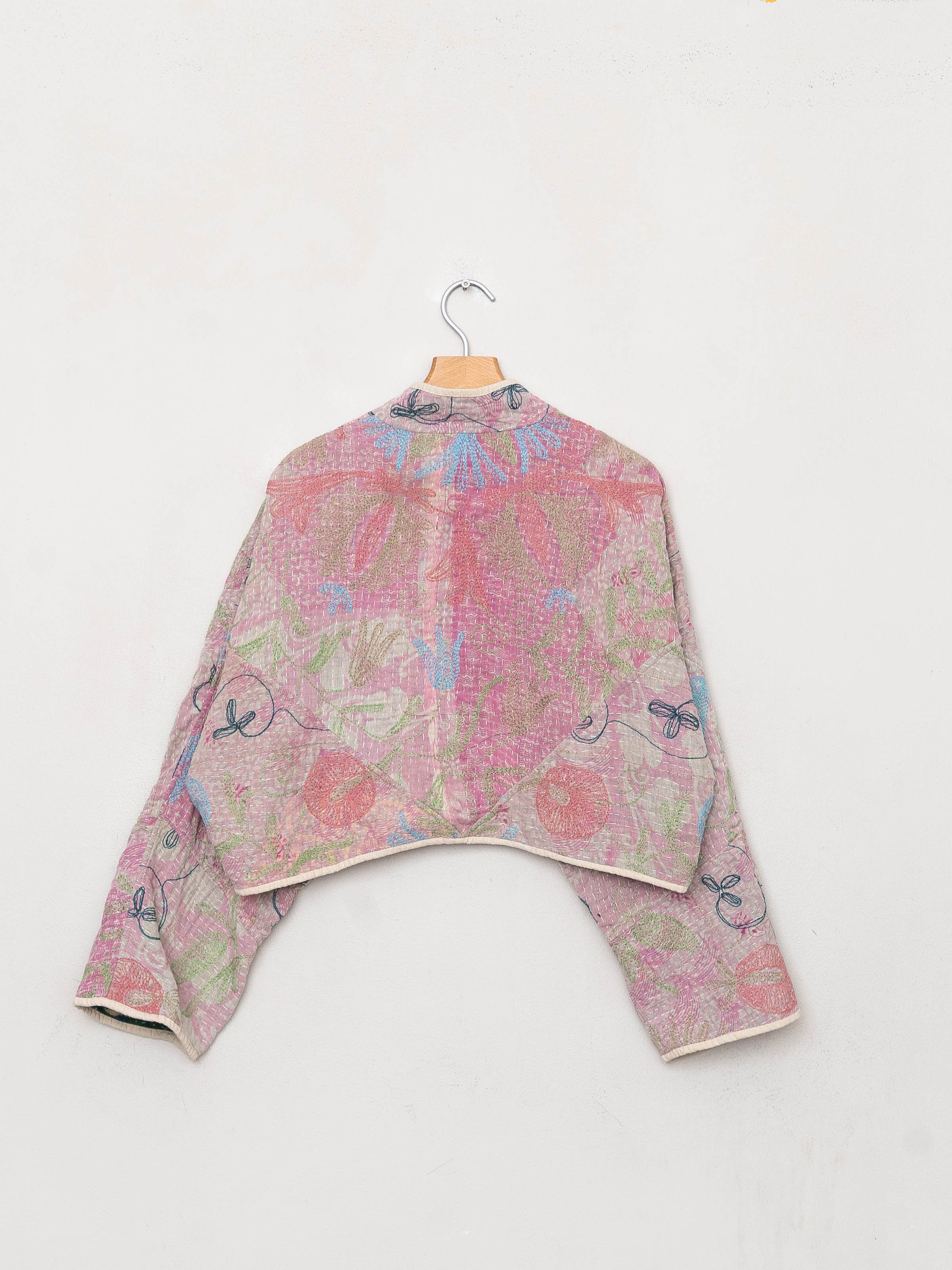 The Kaira Cropped Suzani Quilted Kantha Jacket