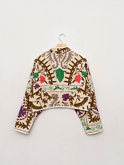 The Kaira Cropped Suzani Quilted Kantha Jacket