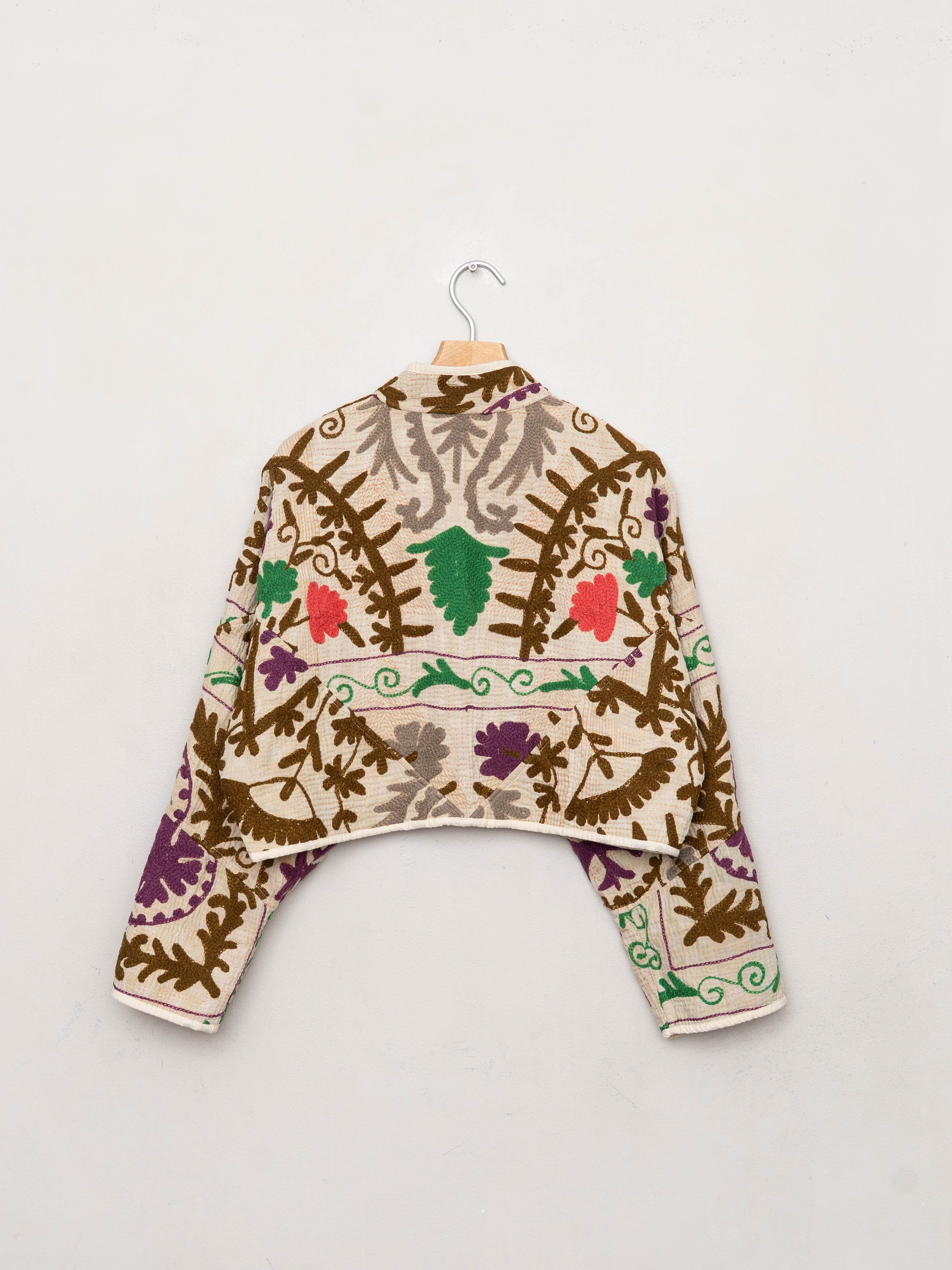 The Kaira Cropped Suzani Quilted Kantha Jacket
