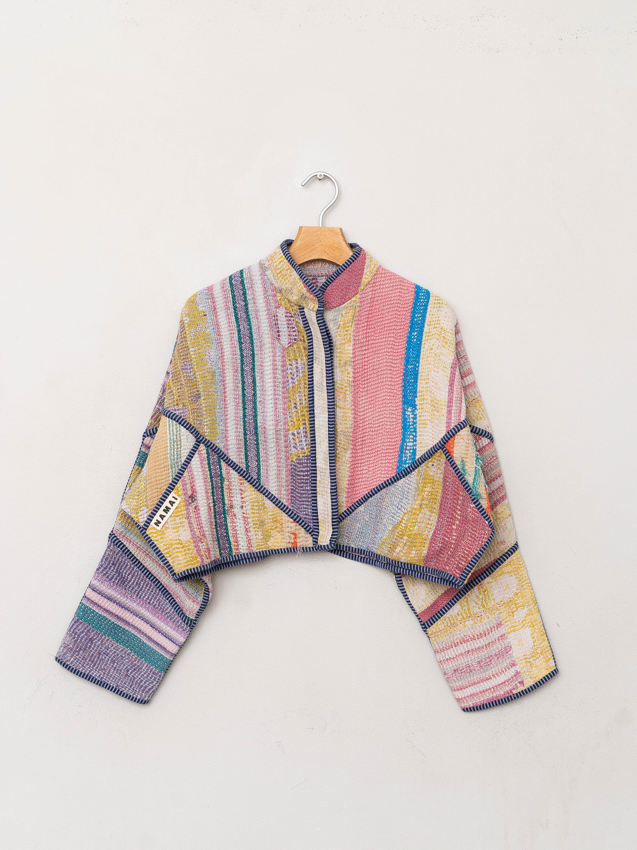 The Kaira Cropped Quilted Patchwork Kantha Jacket