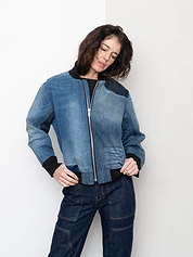 The Veda Denim Bomber Jacket - Small