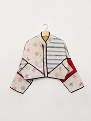 The Kaira Cropped Quilted Patchwork Kantha Jacket