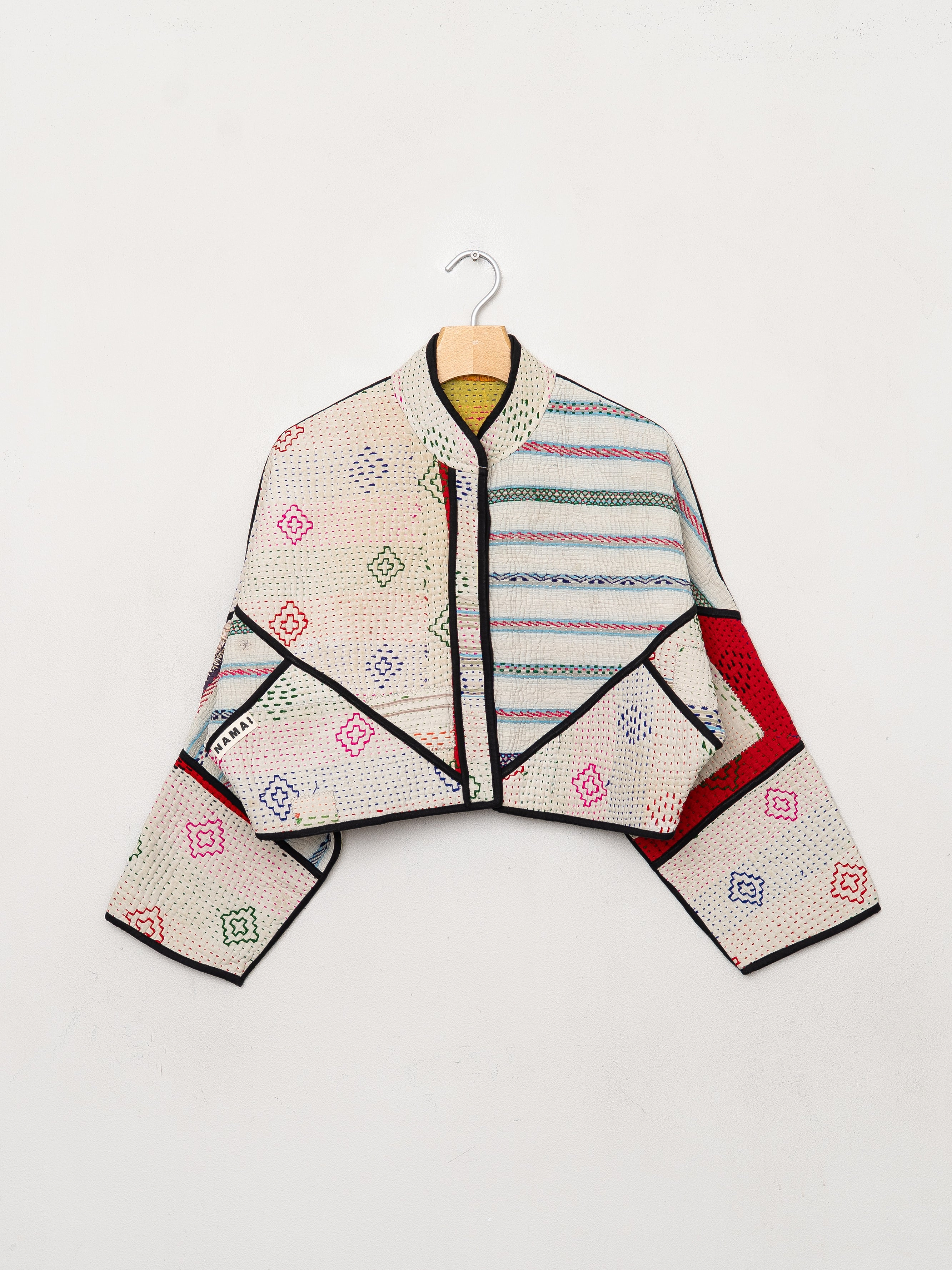 The Kaira Cropped Quilted Patchwork Kantha Jacket