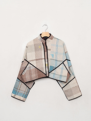 The Kaira Cropped Quilted Patchwork Kantha Jacket