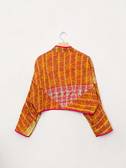 The Kaira Cropped Quilted Patchwork Kantha Jacket