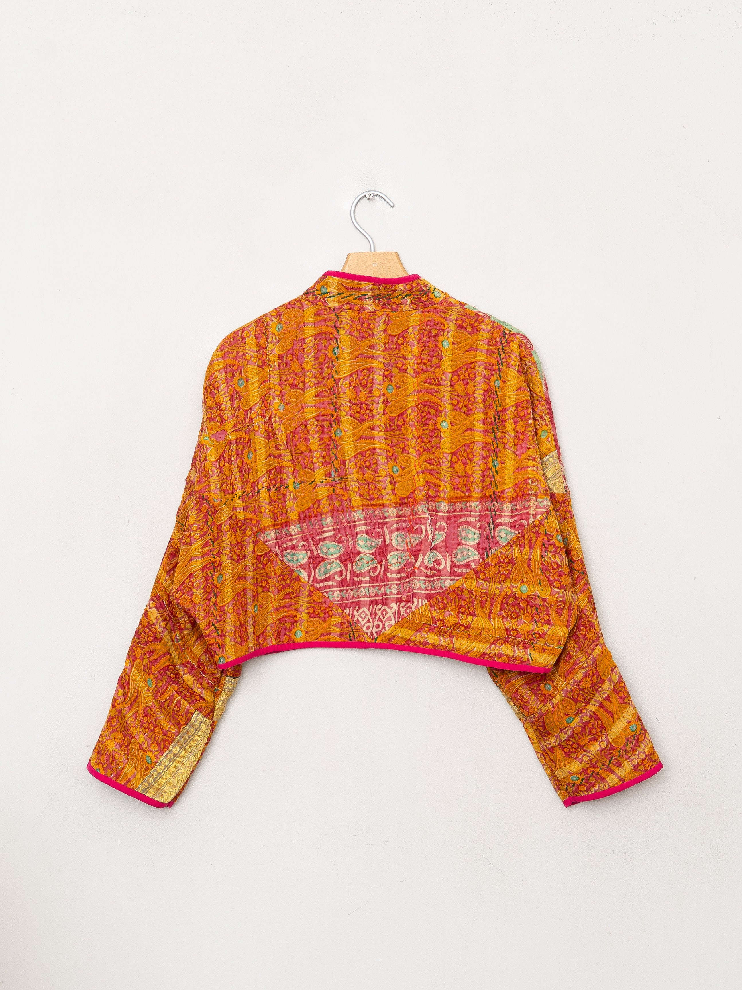 The Kaira Cropped Quilted Patchwork Kantha Jacket