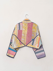 The Kaira Cropped Quilted Patchwork Kantha Jacket