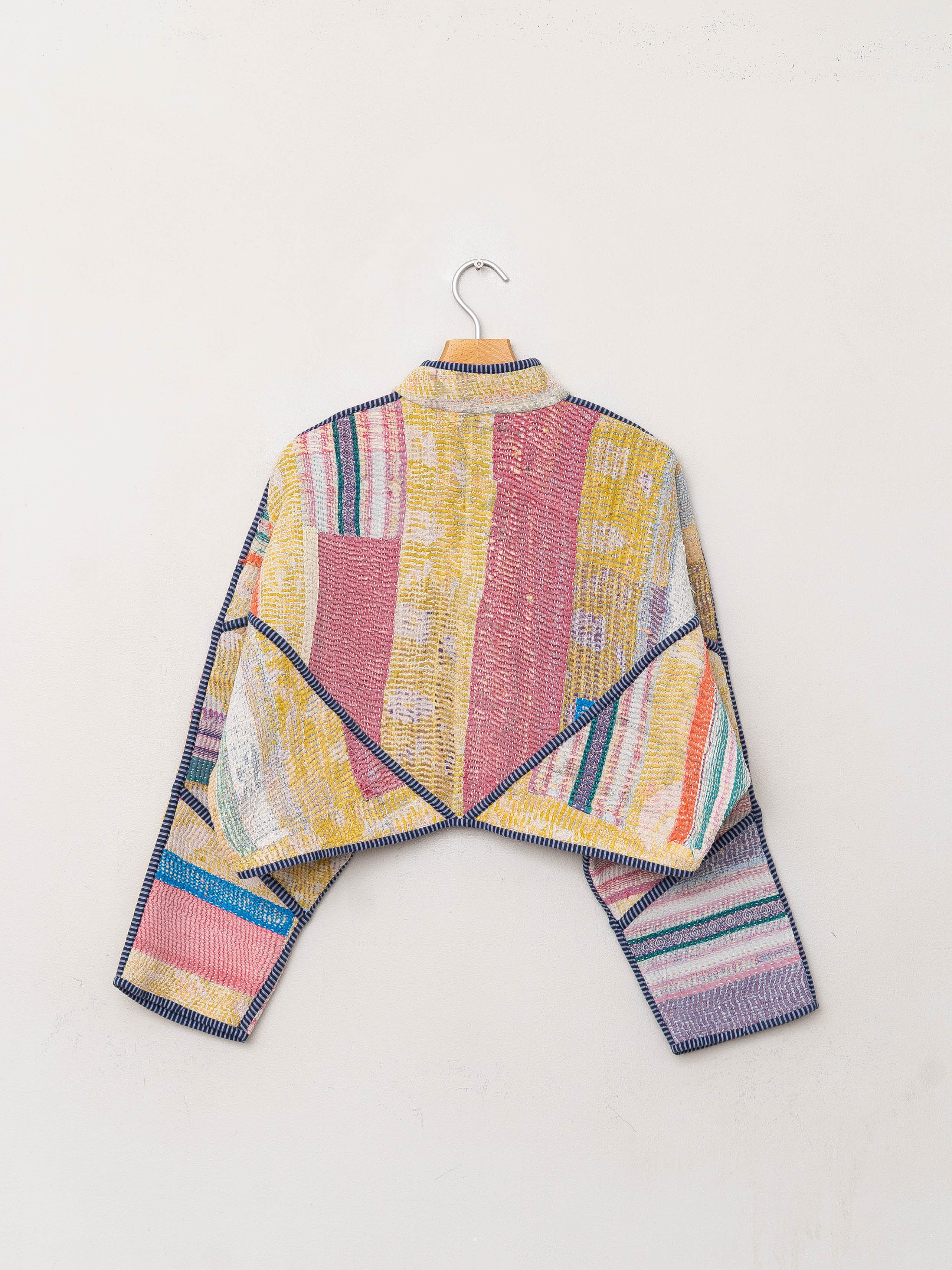 The Kaira Cropped Quilted Patchwork Kantha Jacket