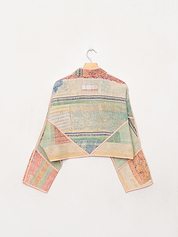 The Kaira Cropped Quilted Patchwork Kantha Jacket