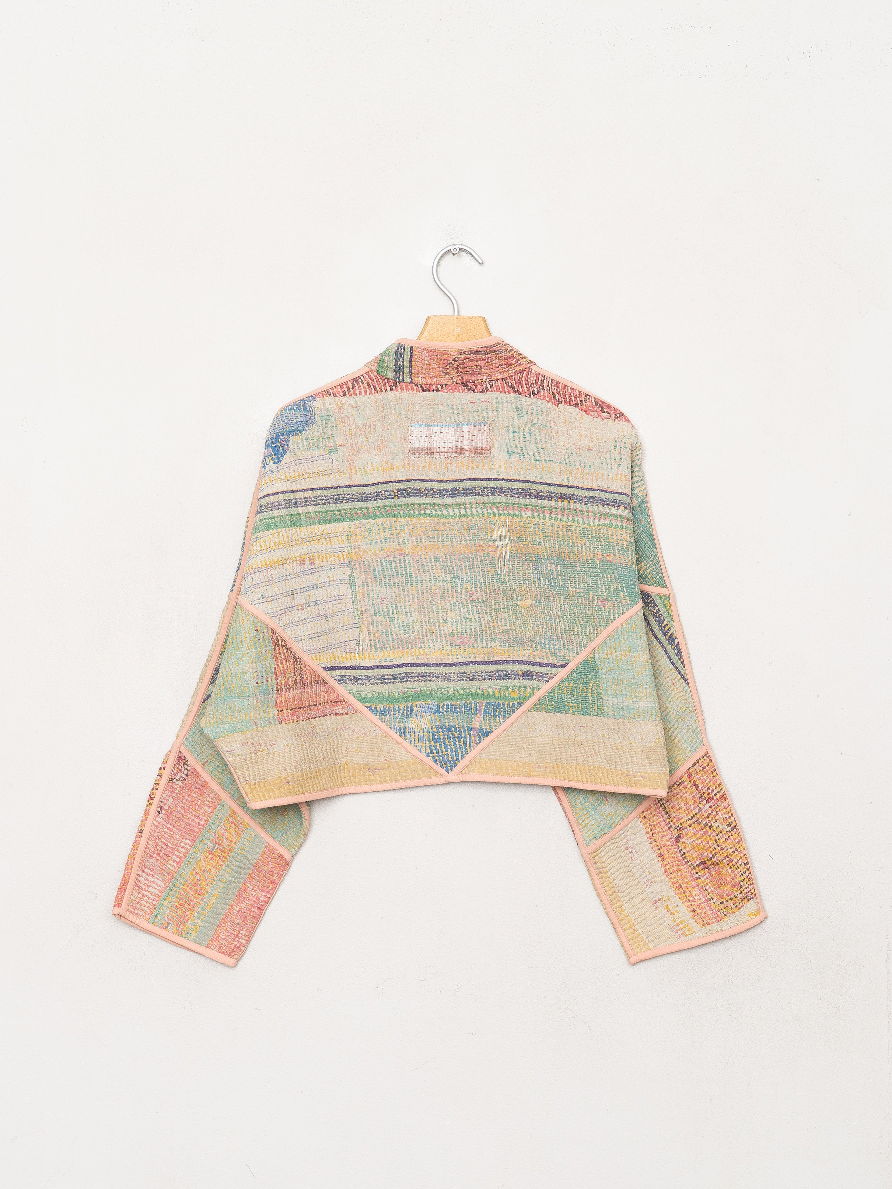 The Kaira Cropped Quilted Patchwork Kantha Jacket